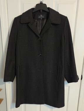 Collection By Gallery Women's Black Single-Breasted Wool Blend Topcoat
